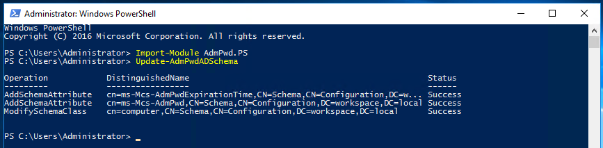 LAPS Powershell - Update Active Directory Schema