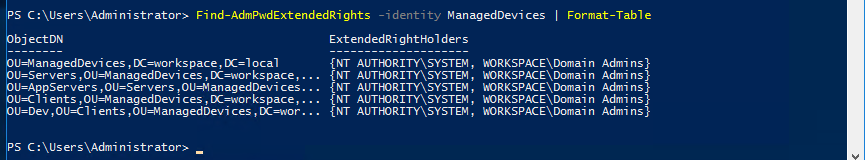 LAPS Extended Rights Permissions