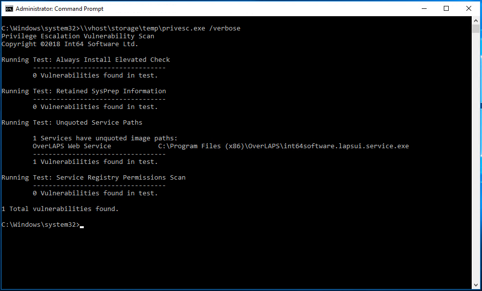 Privilege Escalation Vulnerability Scan Tool