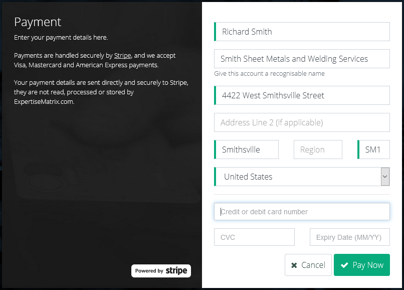 Expertise Matrix Payment Form