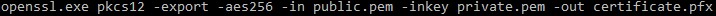 OpenSSL command to export a PFX file