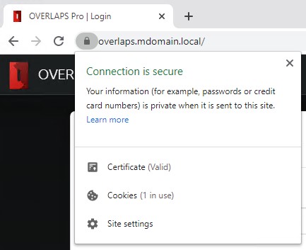 Certificate installed and the connection is now showing as secure