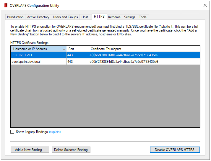 Configuring HTTPS using the Configuration Utility