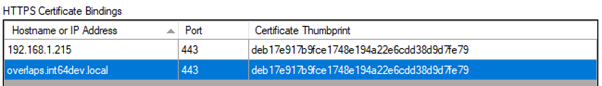 Certificate Binding List