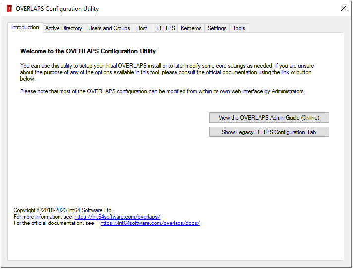 The OVERLAPS Configuration Utility