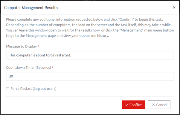 A Computer Management Tool with Extra Options and Confirmation