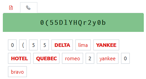 Showing the Password using a Phonetic Alphabet