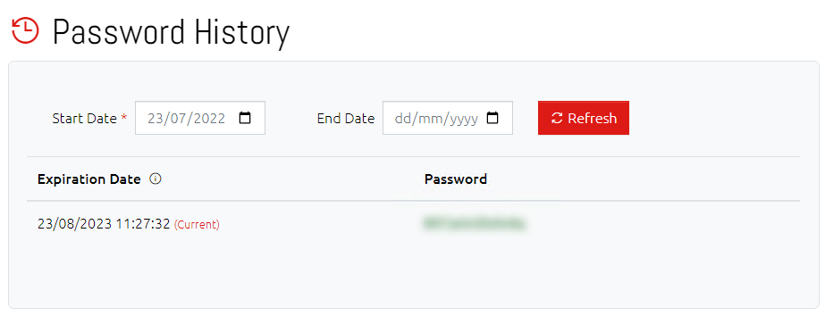 The Password History Page