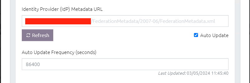 Identity Provider - IdP Metadata URL and Auto-Update