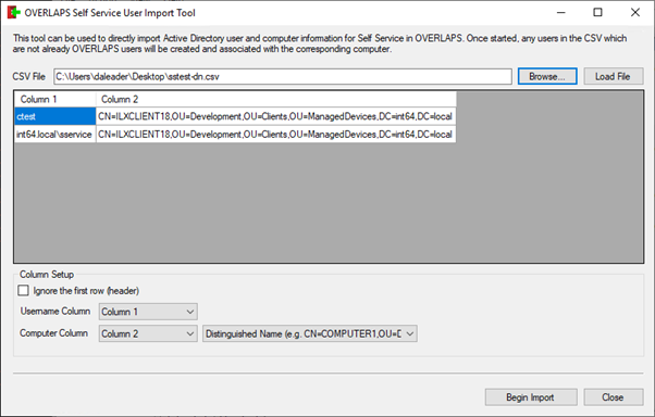 The Self-Service User Import Tool