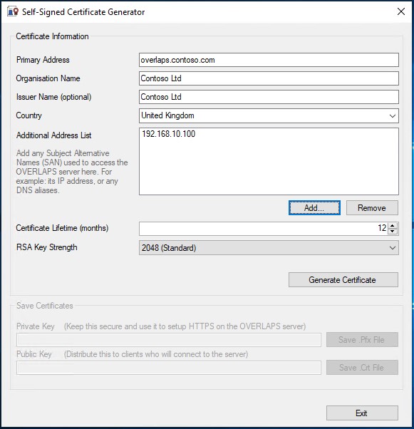 The Self-Signed Certificate Generator Tool
