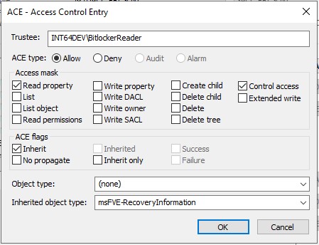 Creating a new Access Control Entry (ACE)