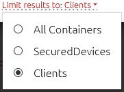 The Container Limit Dropdown when Searching