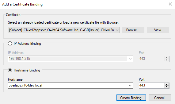 Certificate Loaded, Configure the Binding