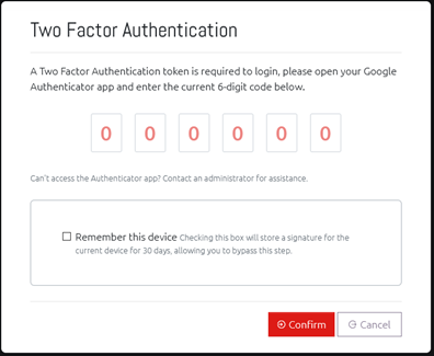 Logging in requiring a Two Factor Authentication Token